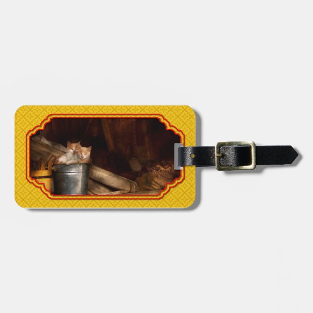 Djur - Katt - Hink med kul Bagagebricka (Horisontell Framsida)
