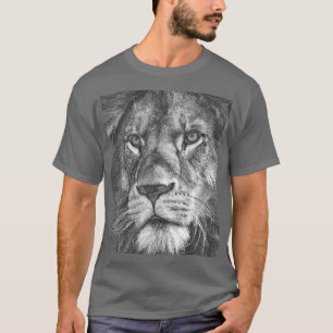 Djur Lejon Ansikte-mall Manar Elegant Grått T Shirt