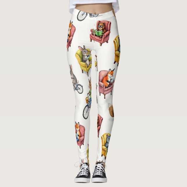 Djur Life Sömlös Mönster Leggings (Framsida)