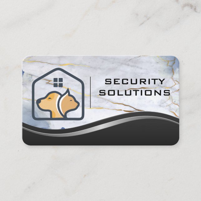 Djur Logo | Metall Marmor Visitkort (Framsida)