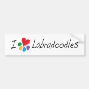 Djur Lover_I hjärta Labradoodles Bildekal