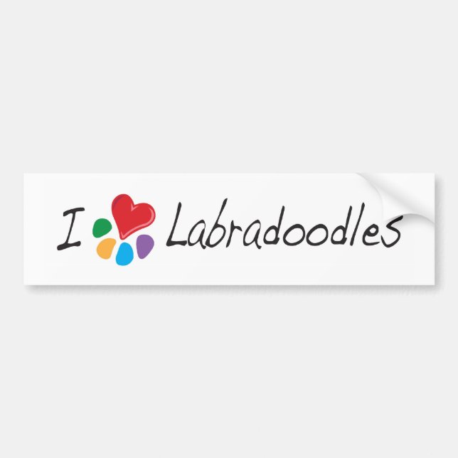 Djur Lover_I hjärta Labradoodles Bildekal (Framsidan)