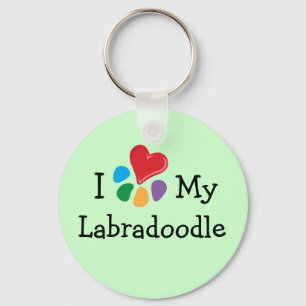 Djur Lover_I hjärta min Labradoodle Nyckelring
