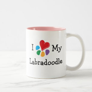 Djur Lover_I hjärta min Labradoodle Två-Tonad Mugg