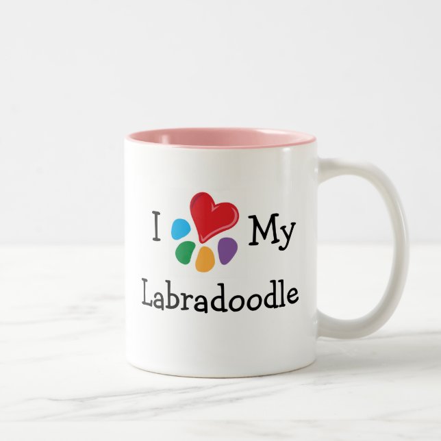 Djur Lover_I hjärta min Labradoodle Två-Tonad Mugg (Höger)