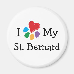 Djur Lover_I hjärta mitt St Bernard Magnet
