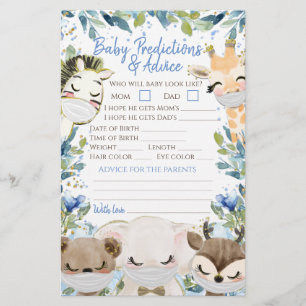 Djur Mask Covid Pojke Baby Shower Dubbelspel Flygblad
