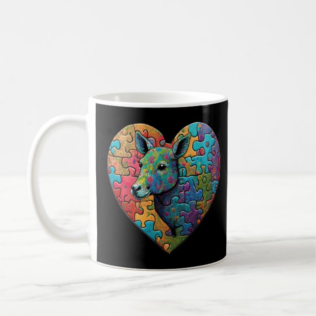 Djur med Autism Puzzle Heart Sublimat Kaffemugg (Vänster)