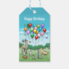 Djur med ballonger presentetikett