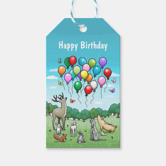 Djur med ballonger presentetikett (Framsidan)