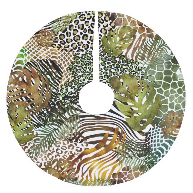 Djur med färgad abstrakt julgransmatta borstad polyester (Framsidan)