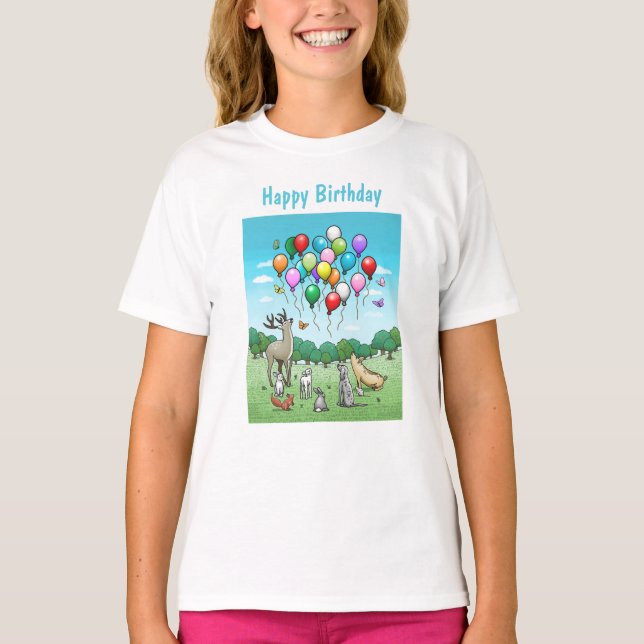 Djur med färgglada ballonger t shirt (Framsida)