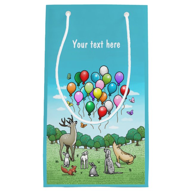 Djur med färgglada födelsedagsballonger (Framsidan)