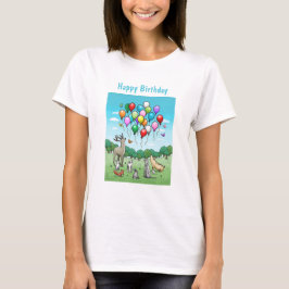 Djur med födelsedagsballonger t shirt