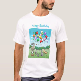 Djur med födelsedagsballonger t shirt