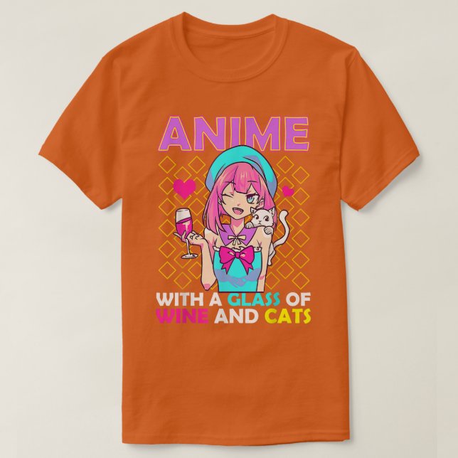Djur med glas av Vin och katter  T Shirt (Design framsida)