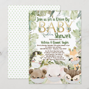 Djur Med Mask Könsneutral Covid Baby Shower Inbjudningar