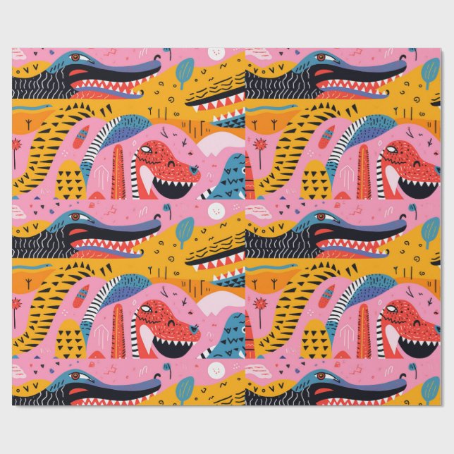 Djur med mönster med lugg Pappra Presentpapper (Platt)