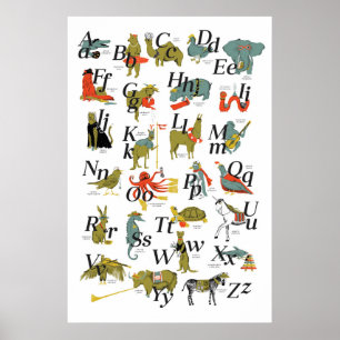 Djur med yrkesmässig Alphabet Poster