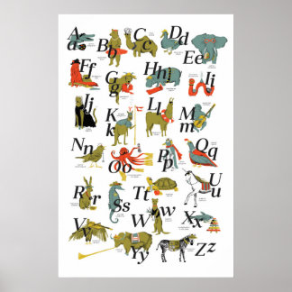 Djur med yrkesmässig Alphabet Poster