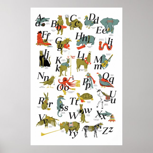Djur med yrkesmässig Alphabet Poster (Framsidan)