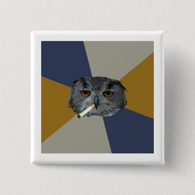 Djur Meme för rådgivning för uggla för Knapp (Framsida)