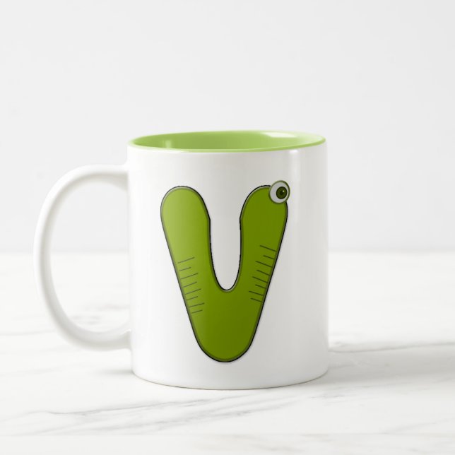 djur monogram - V Två-Tonad Mugg (Vänster)