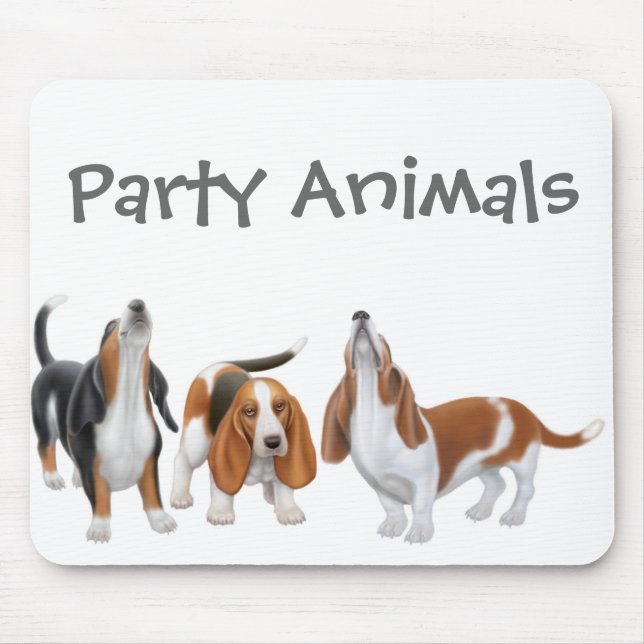 Djur Mousepad för Bassethundparty Musmatta (Framsidan)