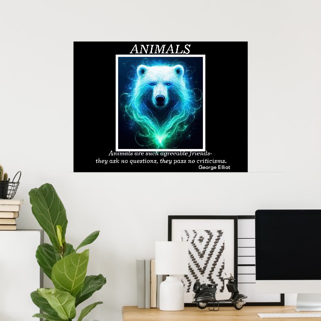 DJUR: Neon Bear i Nebula Poster (Hemmakontoret)
