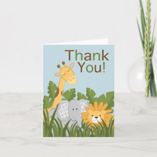 Djur neutral baby shower för djungelSafari Tack Kort