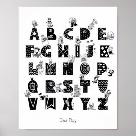 Djur och åtgärder Alphabet Educational Nursery Poster