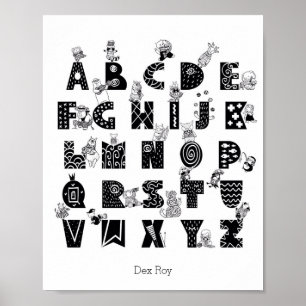 Djur och åtgärder Alphabet Educational Nursery Poster