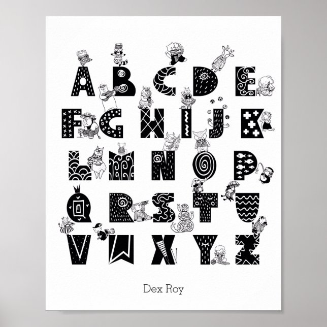 Djur och åtgärder Alphabet Educational Nursery Poster (Framsidan)
