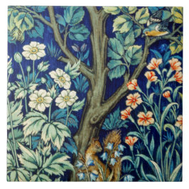 Djur och blommor, skog, William Morris Kakelplatta