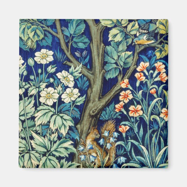 Djur och blommor, skog, William Morris Magnet (Framsidan)