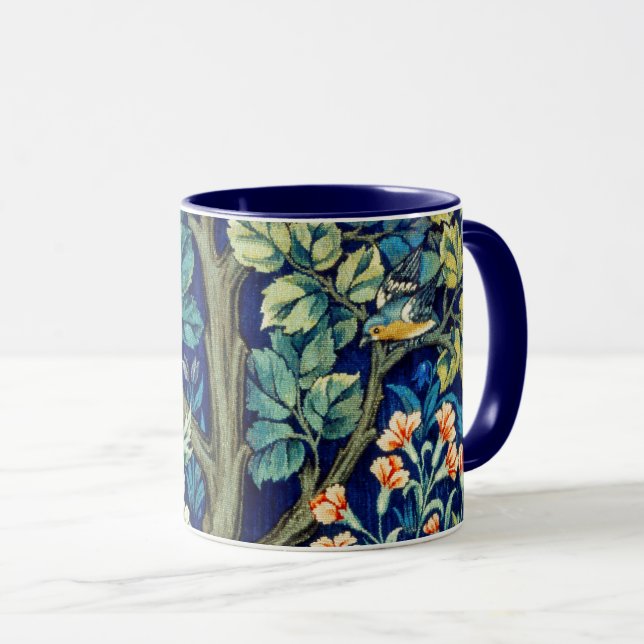Djur och blommor, skog, William Morris Mugg (Framsida höger)