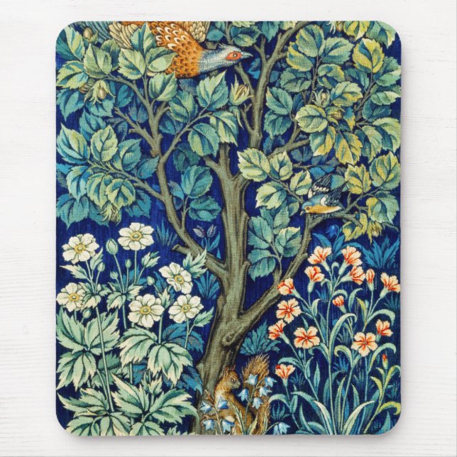 Djur och blommor, skog, William Morris Musmatta (Framsidan)