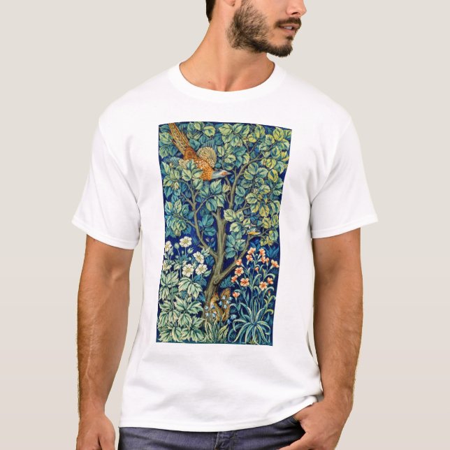 Djur och blommor, skog, William Morris T Shirt (Framsida)