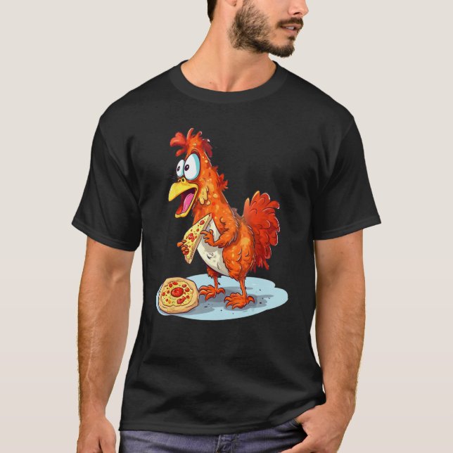 djur och snabbmat pizza kyckling t shirt (Framsida)