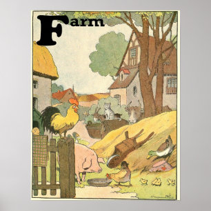 Djur på boken för lantgårdalfabetberättelse poster