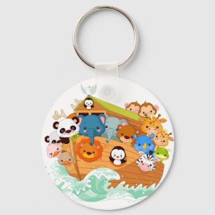 Djur på Noahs konst Keychain Nyckelring