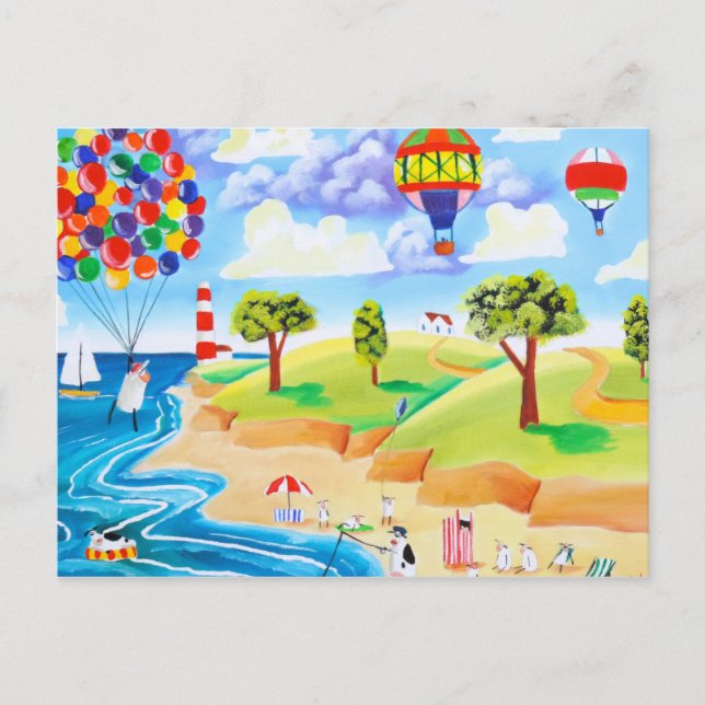 Djur på stranden vykort (Framsida)