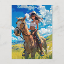 Djur på väg på horseback genom naturen