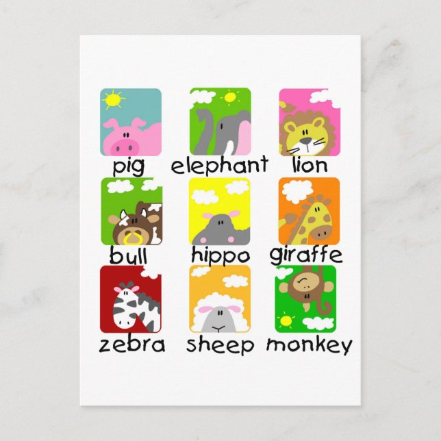 Djur på vykort Parad (Framsida)