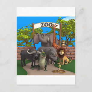 Djur på zoo vykort