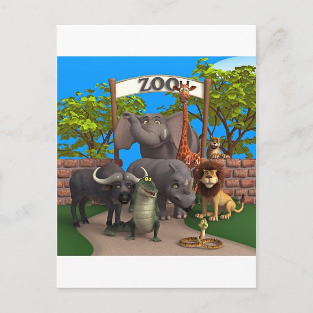 Djur på zoo vykort (Framsida)
