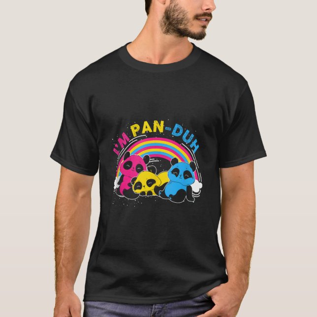 Djur Panda I Pan Duh Panual Flagga Panual T Shirt (Framsida)