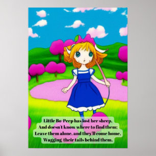 Djur plantskoleföda (rhyme Little bopeep bright ro Poster