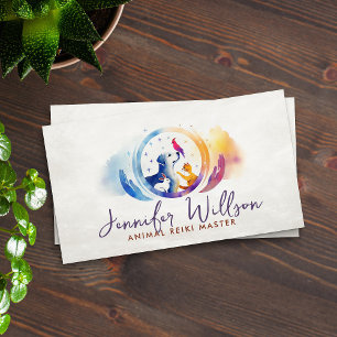 Djur Reiki Healing Akvarell Konst Visitkort