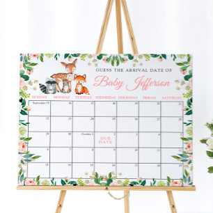 Djur & Rosa Ros Gissa Förfallodatum Kalender Poster